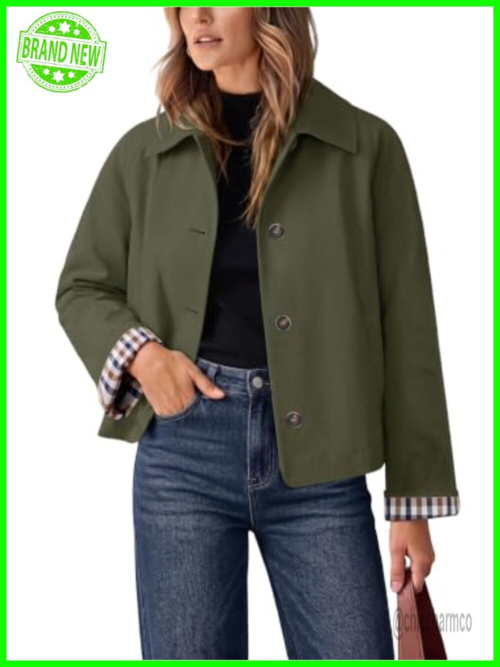Cropped Trench Coat Oversized Lightweight Casual Jacket